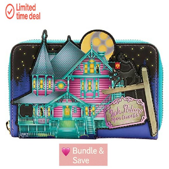 Glow-in-the-Dark House Zip Around Wallet, 6x4 Inches, Vegan Leather - Picture 2 of 6